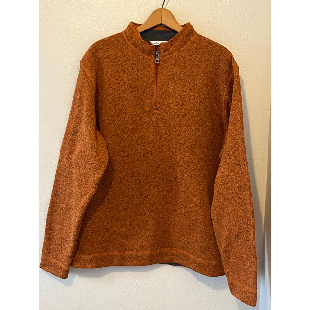 Mens Peter Millar Squash Orange Crown Fleece 1/4 Zip Winter Fall Sweater Size 2X
